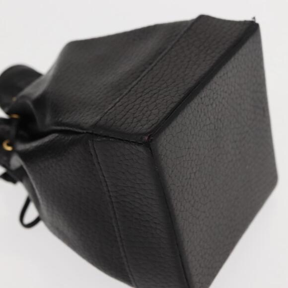 Gianni Versace Pouch Leather Black Gold Auth BA7106